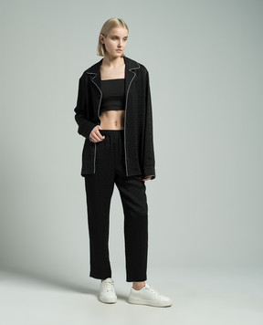 Balmain Черные брюки в монохромный узор CH0PM041VE82