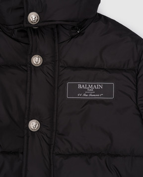 Balmain Детская черная стеганная куртка с нашивкой логотипа BV2P20N0118410