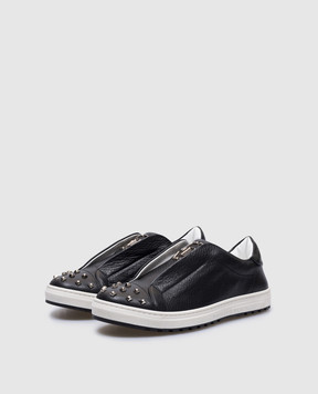 Philipp Plein Детские синие кожаные кеды Tom с заклепками BSC00153538
