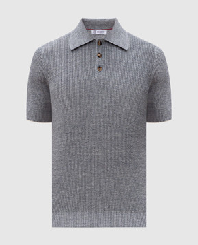 Brunello Cucinelli Серое поло с леном M2L707715