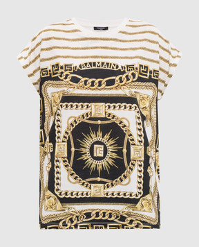 Balmain Біла футболка з принтом Balmain Chain FF1EF012GF02