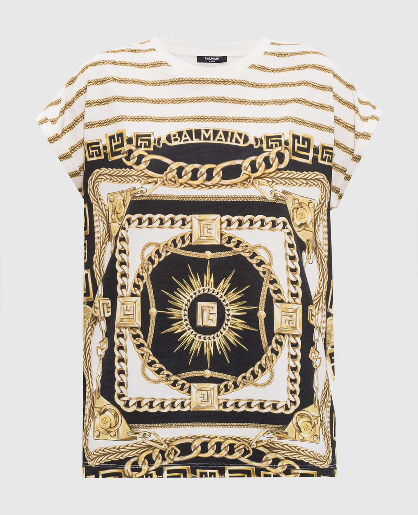 

Белая футболка с принтом Balmain Chain, Белый, Футболки