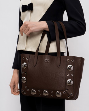 Valentino Коричнева шкіряна сумка-тоут Nellcôte 7W2B0R88MJL