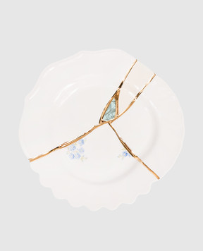 SELETTI Біла порцелянова десертна тарілка з позолотою 24 карат 09603