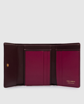 Dolce&Gabbana Бордовый кожаный портмоне с монограммой логотипа BI3338A9M75