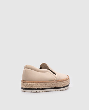 Brunello Cucinelli Бежевые слипоны из нубука с цепочкой мониль MZDWAG631