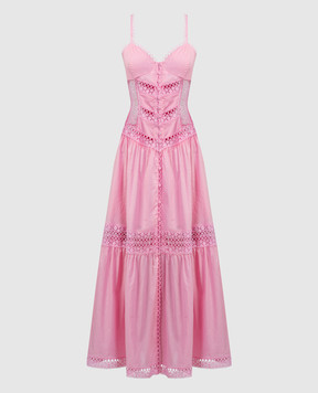 Charo Ruiz Розовое платье-рубашка Tiana с кружевом 241642
