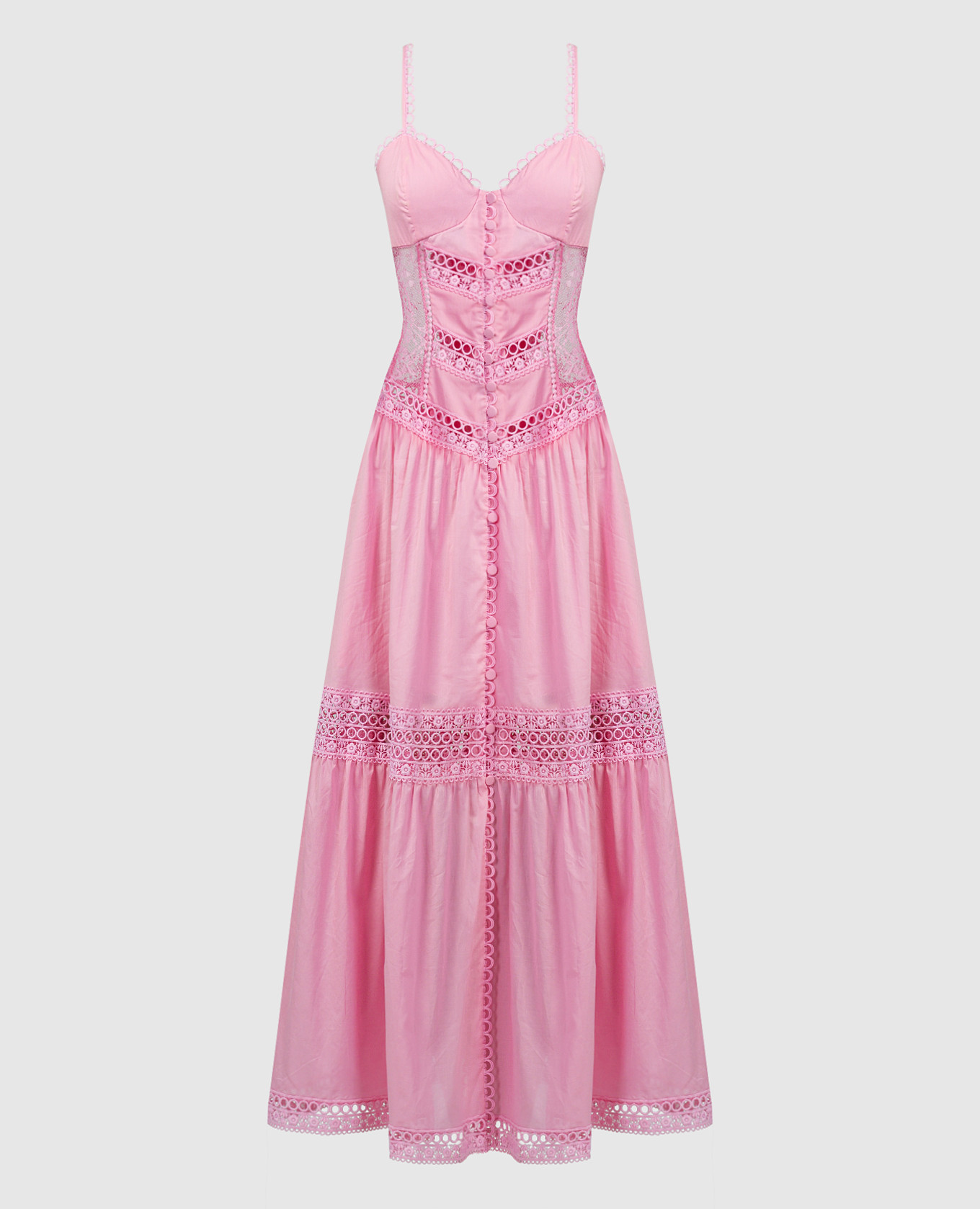 Розовое платье-рубашка Tiana с кружевом