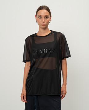 Helmut Lang Черная футболка с принтом логотипа O04HM501