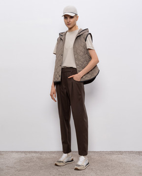 Brunello Cucinelli Бежева футболка з ланцюжком моніль MPT81EC710