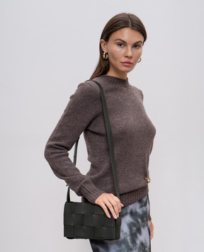 Bottega Veneta Зелена шкіряна сумка крос-боді Cassette з плетінням Intrecciatio 578004VMAY1