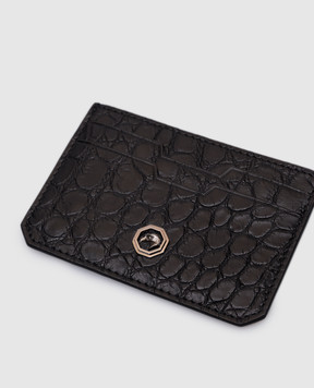 Stefano Ricci Чорний картхолдер зі шкіри крокодила з логотипом PP329UCSVH
