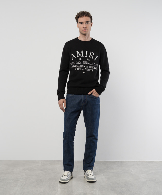 AMIRI Черный свитер ARTS DISTRICT CREW с контрастной вышивкой AMKNCW1022 изображение 2