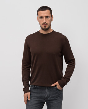 ISAIA Коричневий джемпер із шовку з емблемою MG8328Y0470