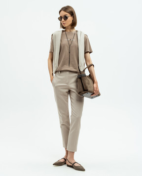 Brunello Cucinelli Бежеві штани з ланцюжком моніль MP126P8703