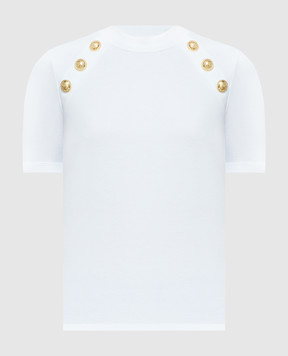 Balmain Белая футболка с металлической отделкой Signature Coin CF0EF090JH30