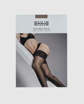 Wolford Бежевые чулки с кружевом 20 Den 21223