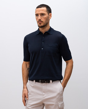 Brunello Cucinelli Синє поло з шовком MSE804825