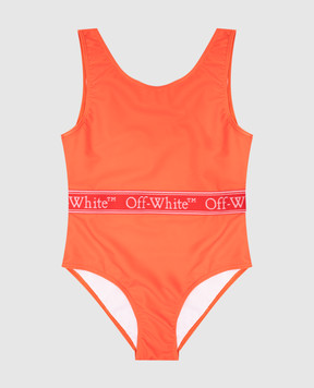 Off-White Детский оранжевый купальник с брендированной тесьмой OGFA001S25JER001
