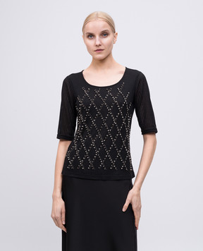Twinset Чорний топ з намистинами та кристалами 251TP2711