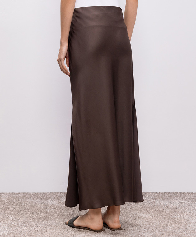 Brunello Cucinelli Коричневая юбка с разрезами M0H38G3396 изображение 4