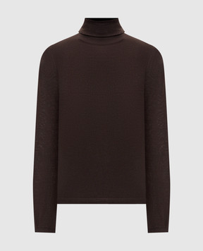Brunello Cucinelli Коричневий гольф з шовку та кашеміру M13800063