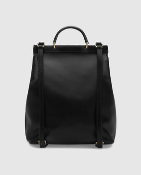 Dolce&Gabbana Дитячий чорний шкіряний рюкзак з логотипом EB0264A1065