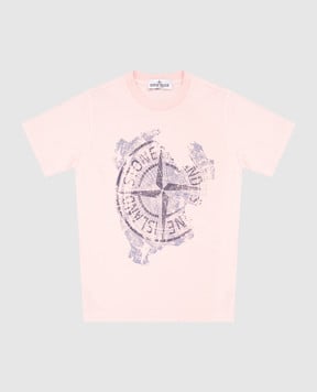 Stone Island Детская розовая футболка с принтом логотип логотип K1S162100010S01281012