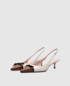 Valentino Бежевые кожаные босоножки с металлической эмблемой логотипа VLogo Signature 6W2S0LL3YEA