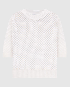 Allude Белый ажурный топ из шерсти и кашемира 25217652