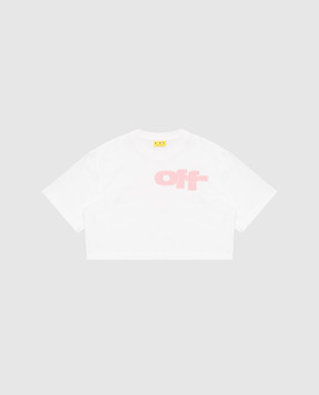 Off-White Дитяча біла укорочена футболка з принтом логотипа OGAA019S25JER001