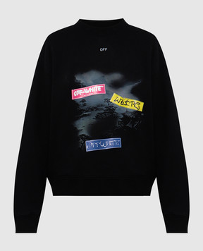 Off-White Чорний світшот з принтом OMBA054F24FLE008