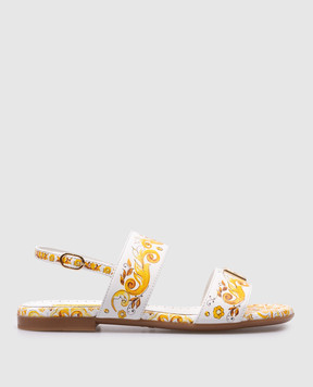 Dolce&Gabbana Детские белые кожаные босоножки с логотипом с принтом. D10819A11143036