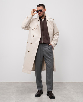 Brunello Cucinelli Серые брюки из шерсти с патчем логотипа MH2443030F