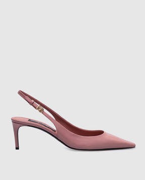 Dolce&Gabbana Рожеві шкіряні глянцеві слінгбеки з логотипом CG0805A1037