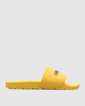 Off-White Желтые слайдеры с логотипом OMIU002S25MAT001