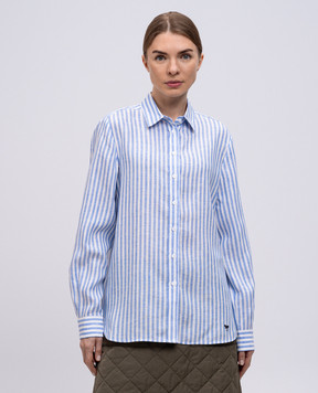 Max Mara Weekend Голубая рубашка JOSEF из льна в полоску JOSEF
