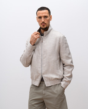 Brunello Cucinelli Бежевая куртка из льна, шерсти и шелка MW4826509