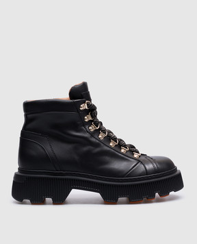 Santoni Черные кожаные ботинки с логотипом WTHY71293GA2NLGA