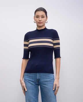 Twinset Синій топ в смужку з люрексом 251TP3420