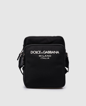 Dolce&Gabbana Чорна сумка через плече з фактурним логотипом BM2294AG182