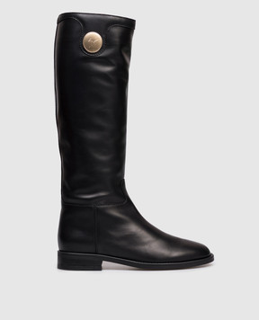 Giuseppe Zanotti Чорні шкіряні чоботи Lidia з логотипом I580007