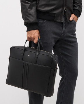 Bally Чорний шкіряний портфель Mythos з логотипом MAB01NEC001