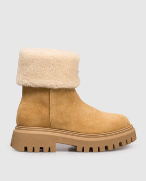 Moncler ENFANT Бежеві замшеві черевики Petit Aurea K29544F00020M8249