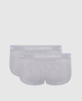 Dolce&Gabbana Набір сірих меланжевих трусів-бріфів з логотипом M9C05JONN95