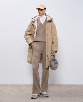 Brunello Cucinelli Бежеві штани з кашеміру M12193499