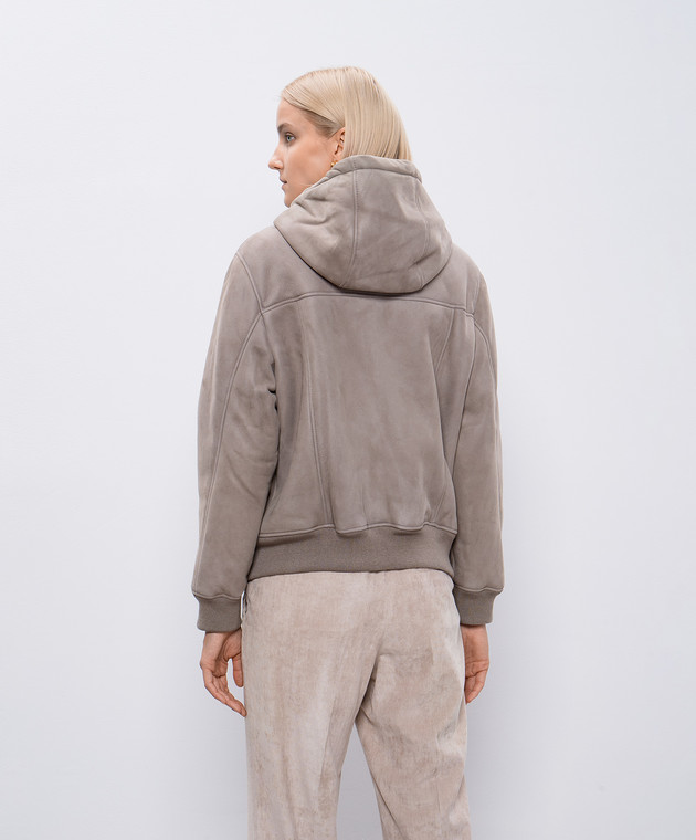 Fabio Gavazzi Бежевая дубленка с капюшоном FG1708 изображение 4