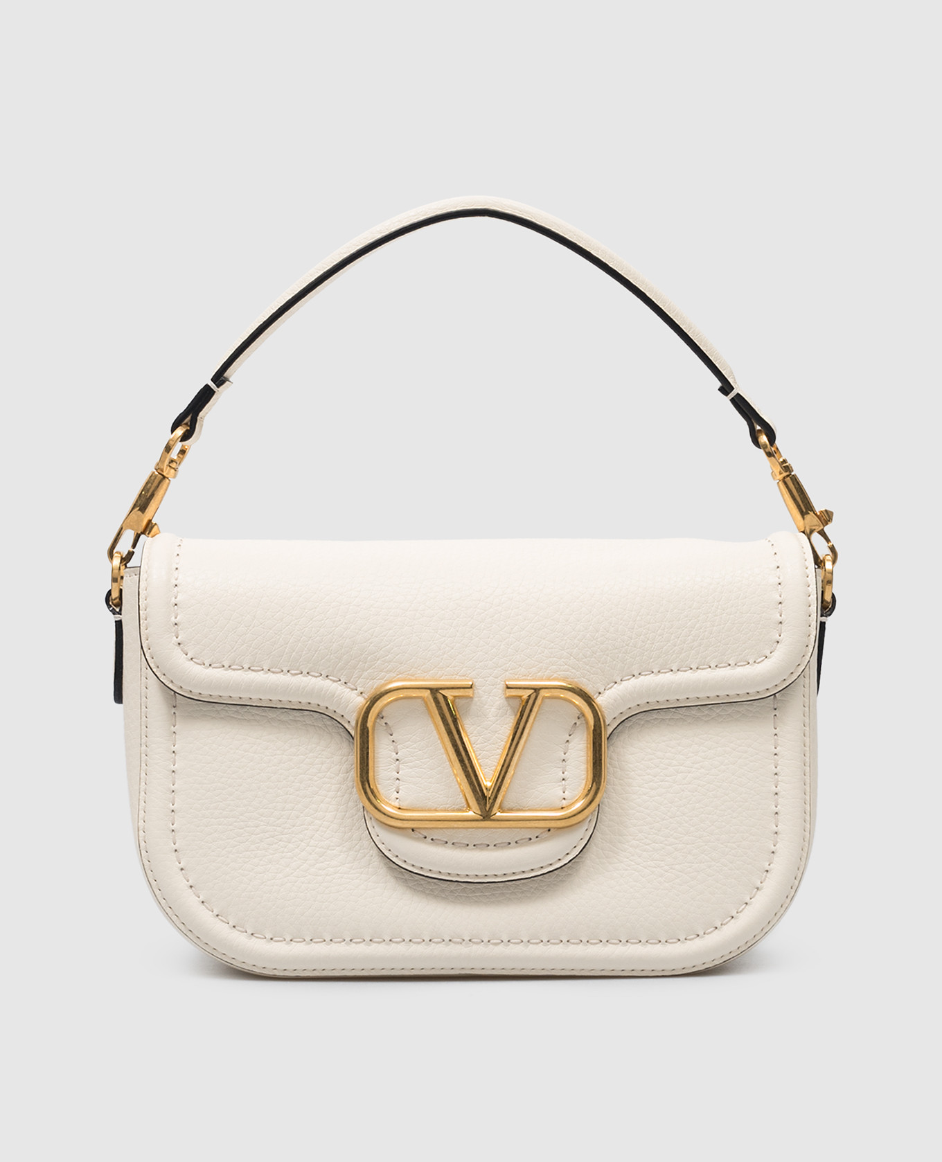 VLogo white leather messenger bag