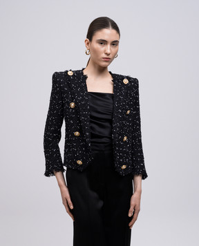 Balmain Черный твидовый жакет EF0SC226XL06