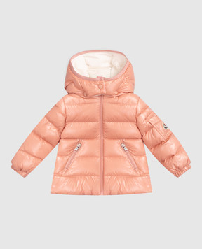 Moncler ENFANT Дитяча рожева пухова куртка з нашивкою логотипа K29511A00013597Z8